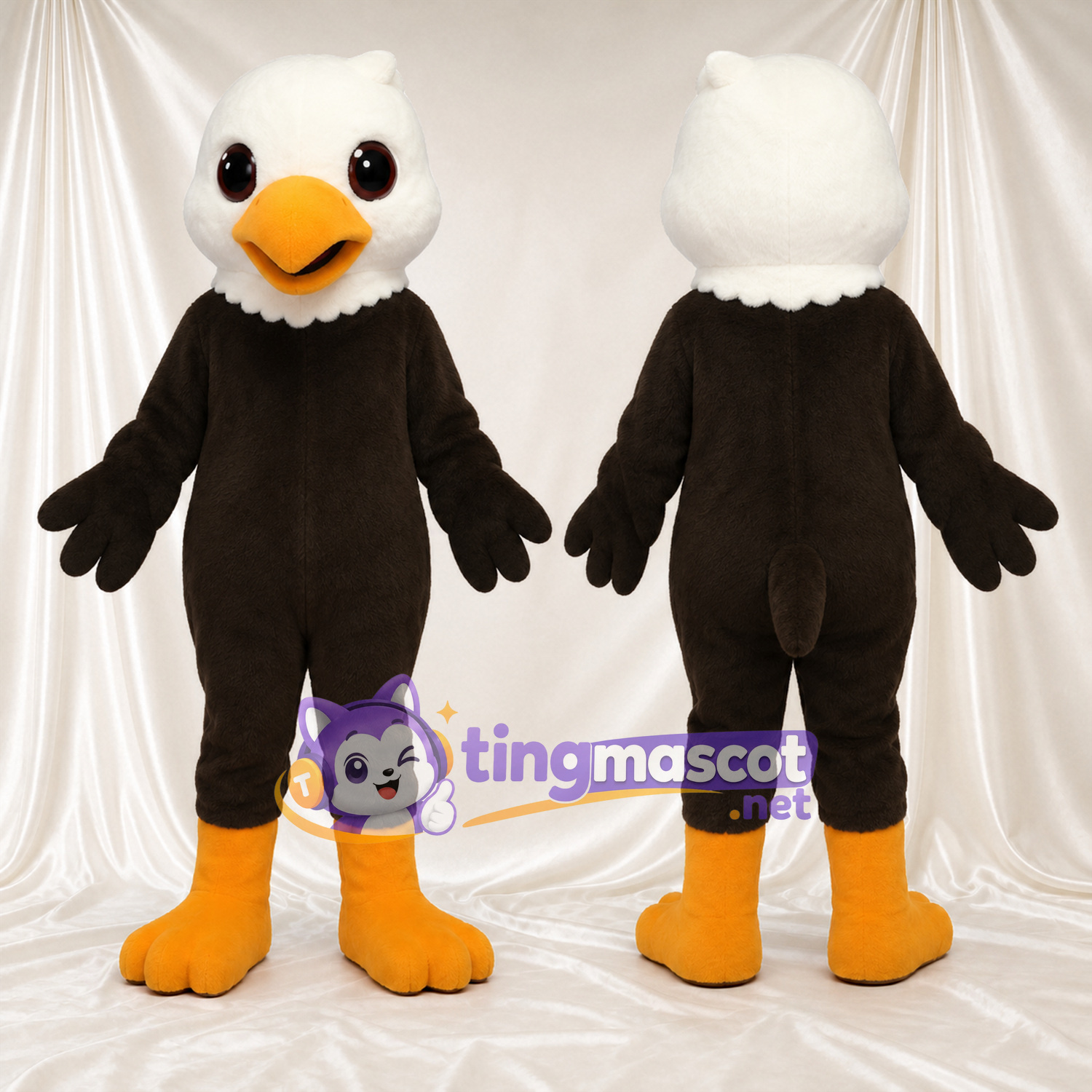 Black and White Eagle Mascot Costume - Orange Feet and Orange Beak Black and White Eagle Mascot Costume - Orange Feet and Orange Beak