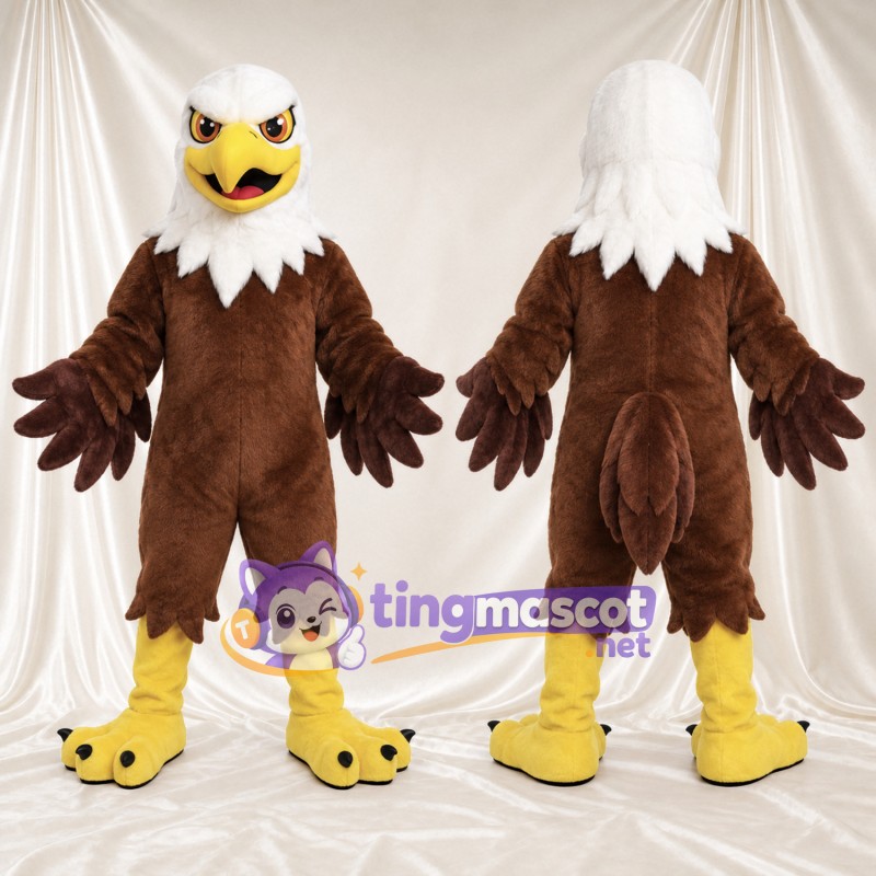 Costume de mascotte Aigle – marron – Bouche ouverte; Tête (blanc)