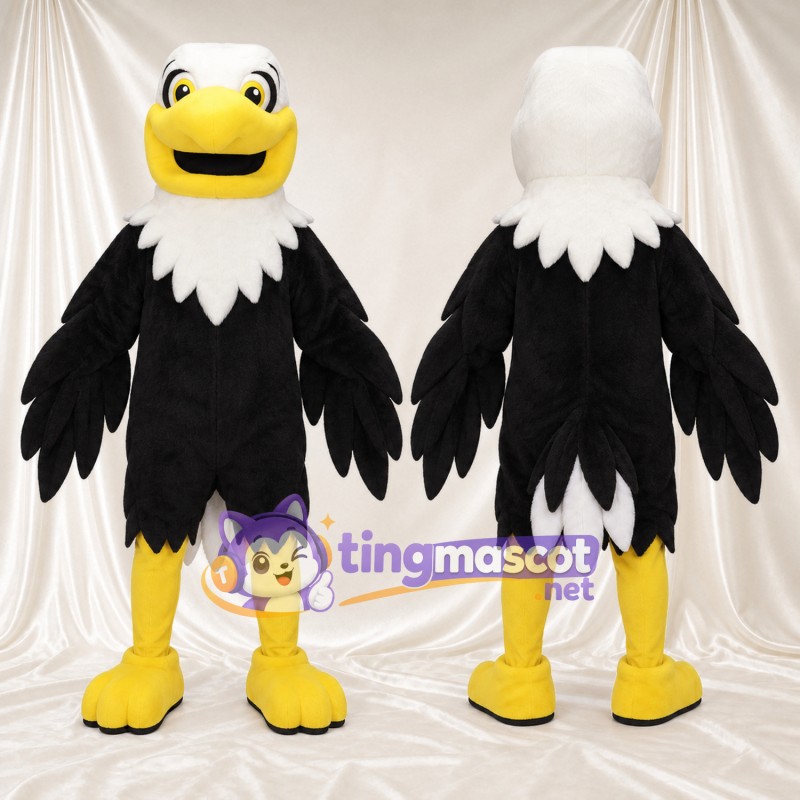 Costume de mascotte Aigle – noir – Tête (blanc)
