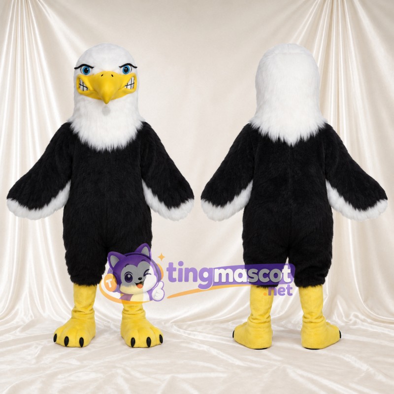 Black and White Eagle Mascot Costume - Black Claws and White Wing Tips