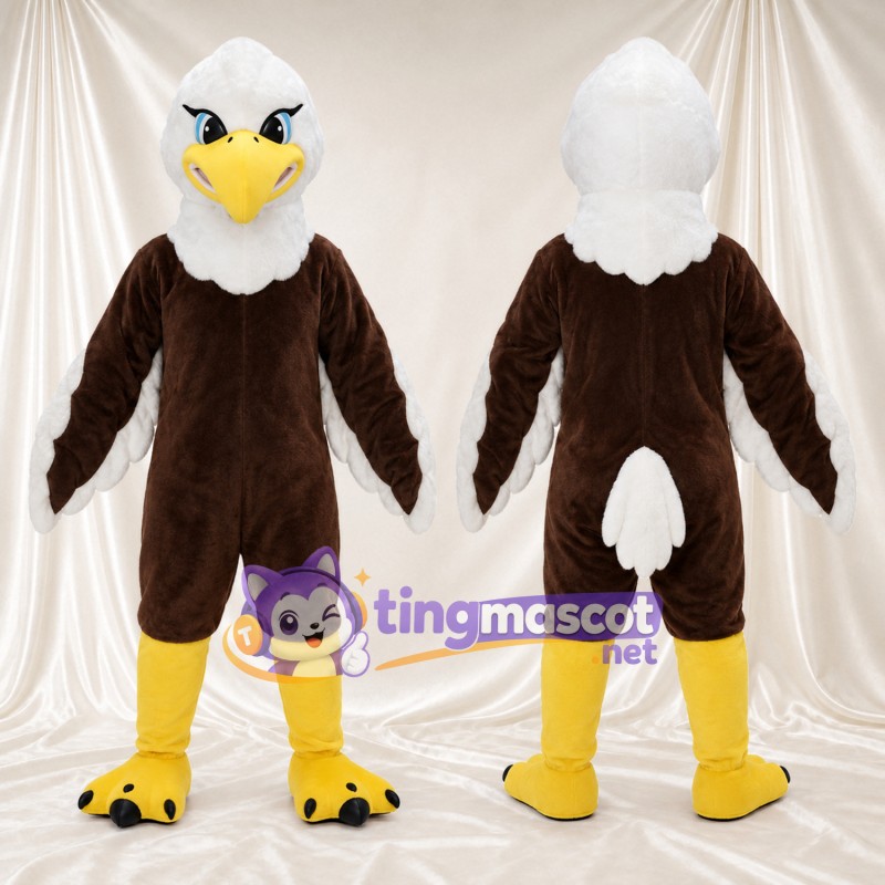Costume de mascotte Aigle – marron – Queue (blanc); Tête (blanc)