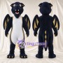 Black Dragon Mascot Costume - Wings and White Belly