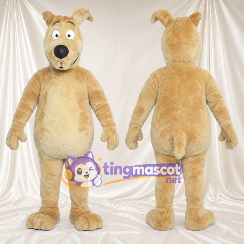 Beige Dog Mascot Costume - Cream Belly and Bent Ears