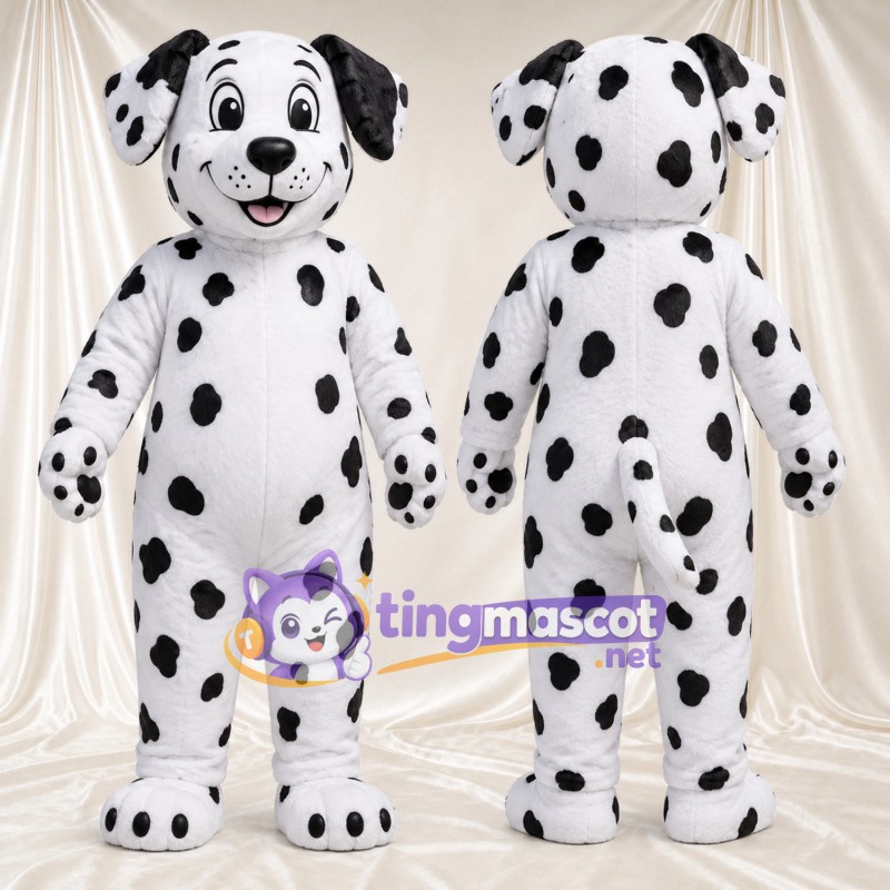 Costume de mascotte Dalmatien – blanc / noir – Corps tacheté
