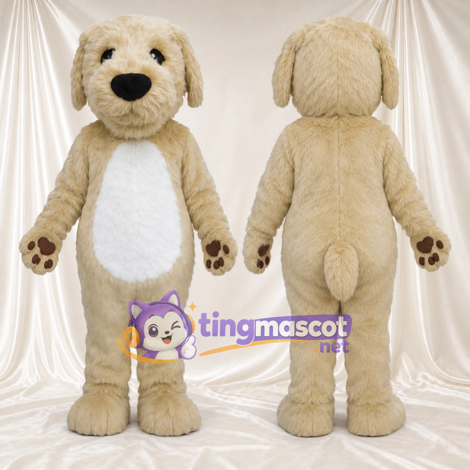 Beige Dog Mascot Costume - White Belly Beige Dog Mascot Costume - White Belly