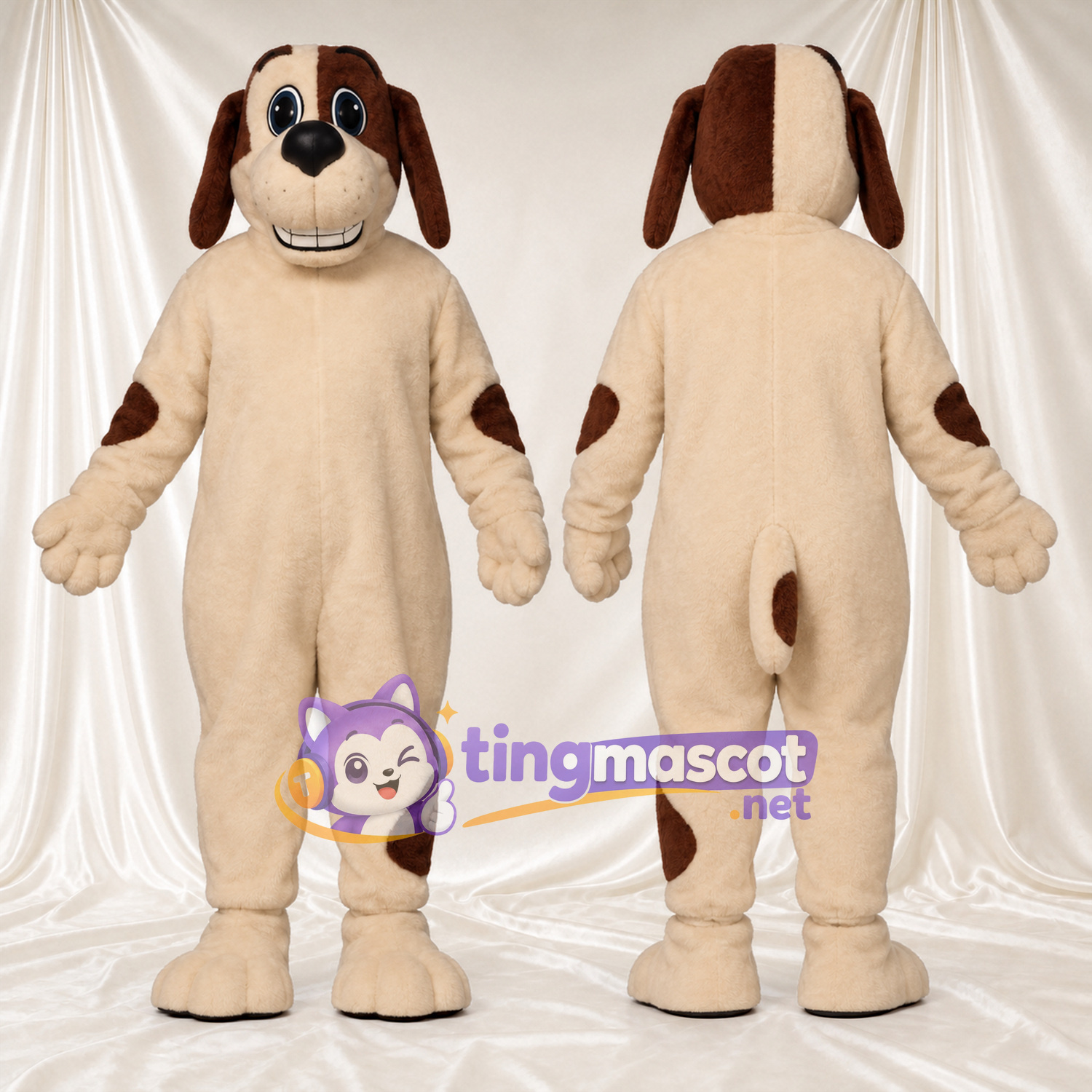 Costume de mascotte Chien – brun clair – Taches (marron) Costume de mascotte Chien – brun clair – Taches (marron)