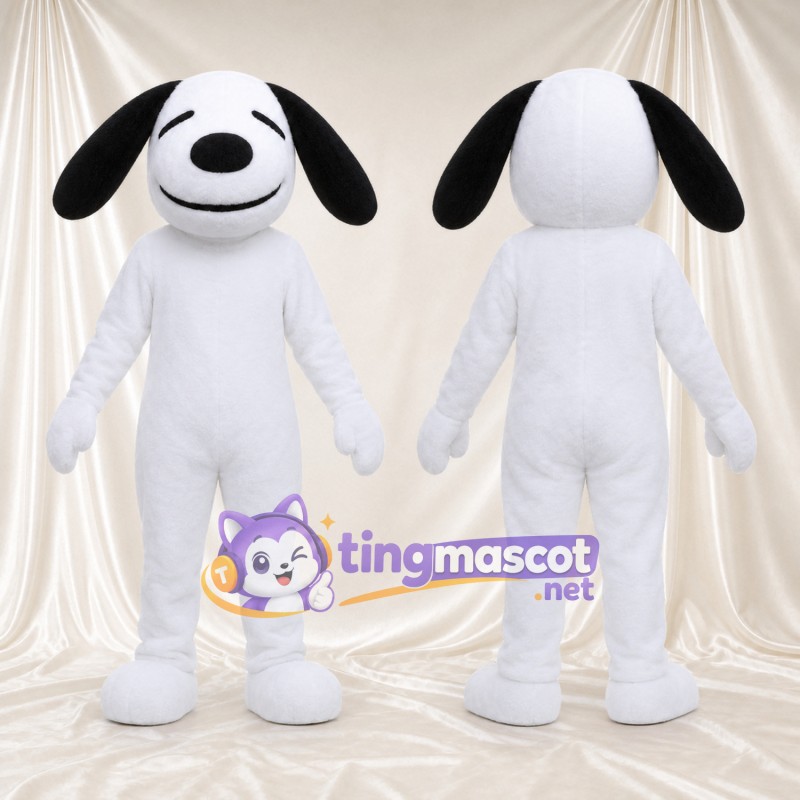 Costume de mascotte Chien – blanc – Oreilles tombantes (noir)