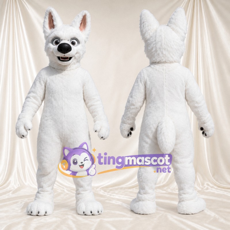 Costume de mascotte Chien – blanc – Oreilles pointues