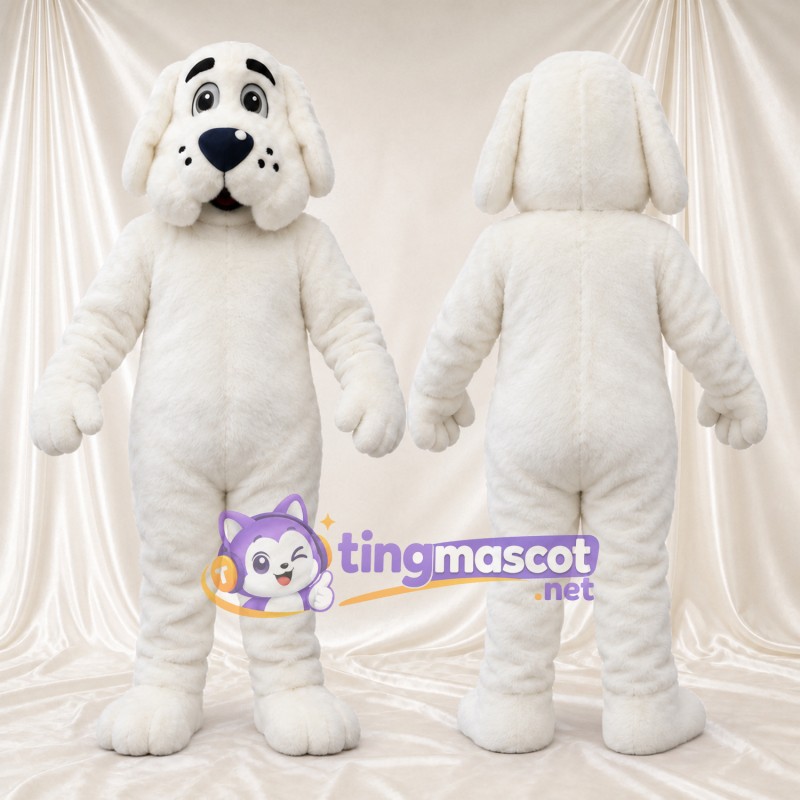 Costume de mascotte Chien – blanc – Longues oreilles; Nez (noir)