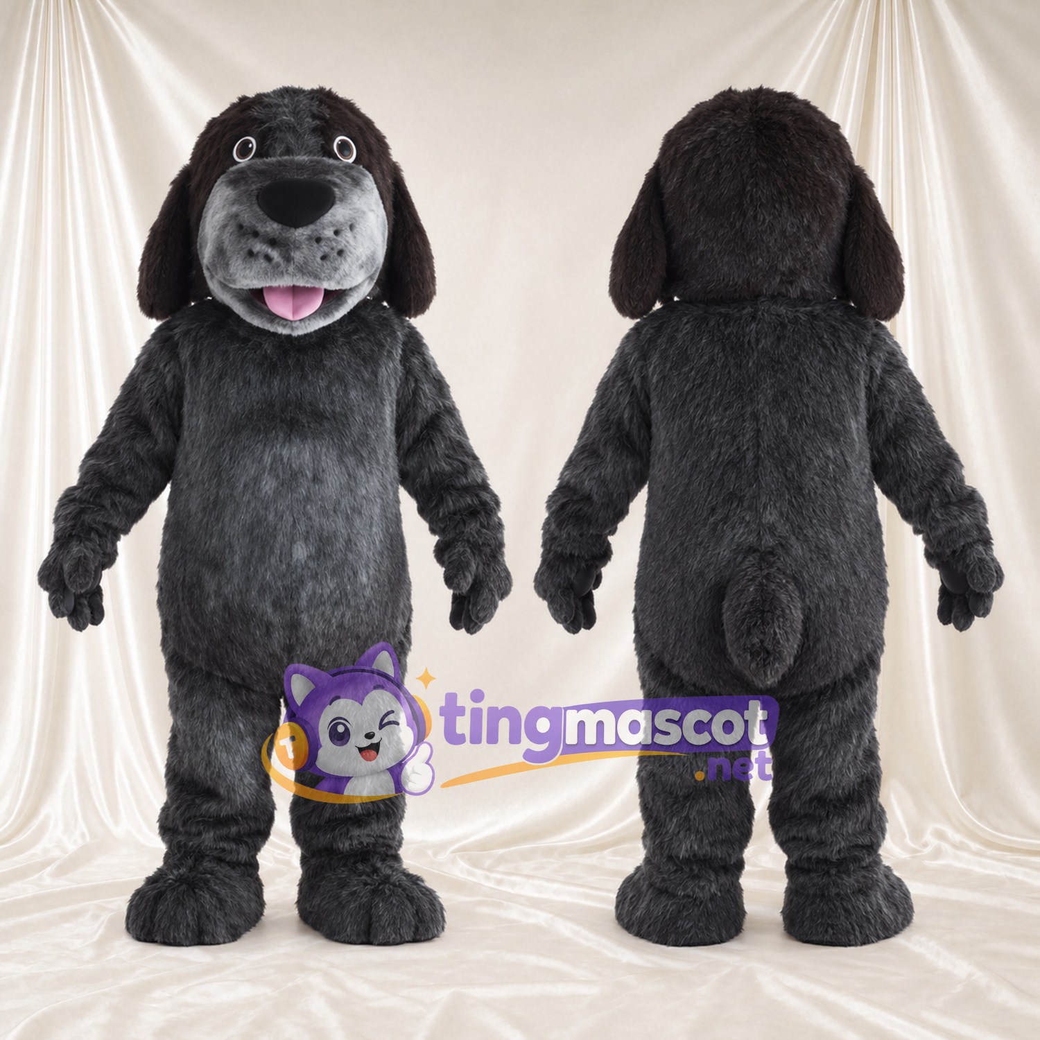 Costume de mascotte Chien – noir – Oreilles tombantes Costume de mascotte Chien – noir – Oreilles tombantes