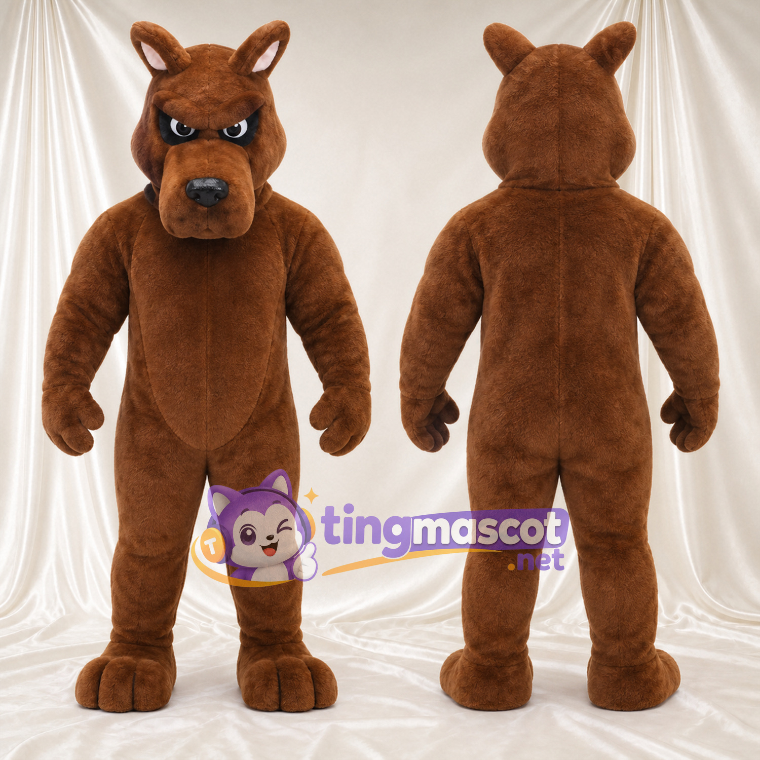 Costume de mascotte Chien – marron – Oreilles pointues Costume de mascotte Chien – marron – Oreilles pointues