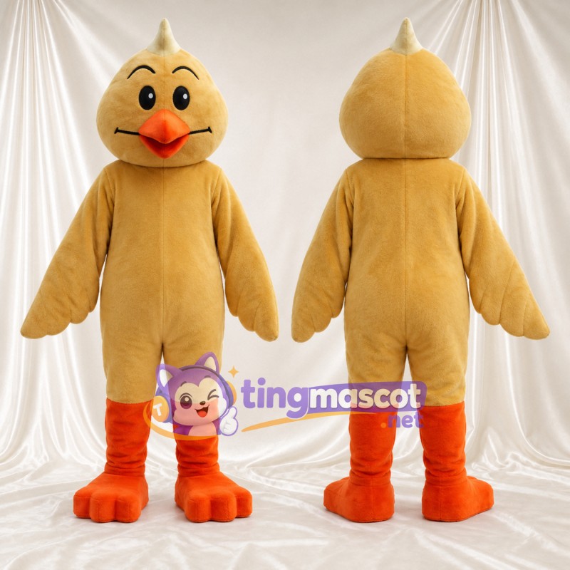 Costume de mascotte Poule – jaune – Bec (orange); Bas des jambes (orange)