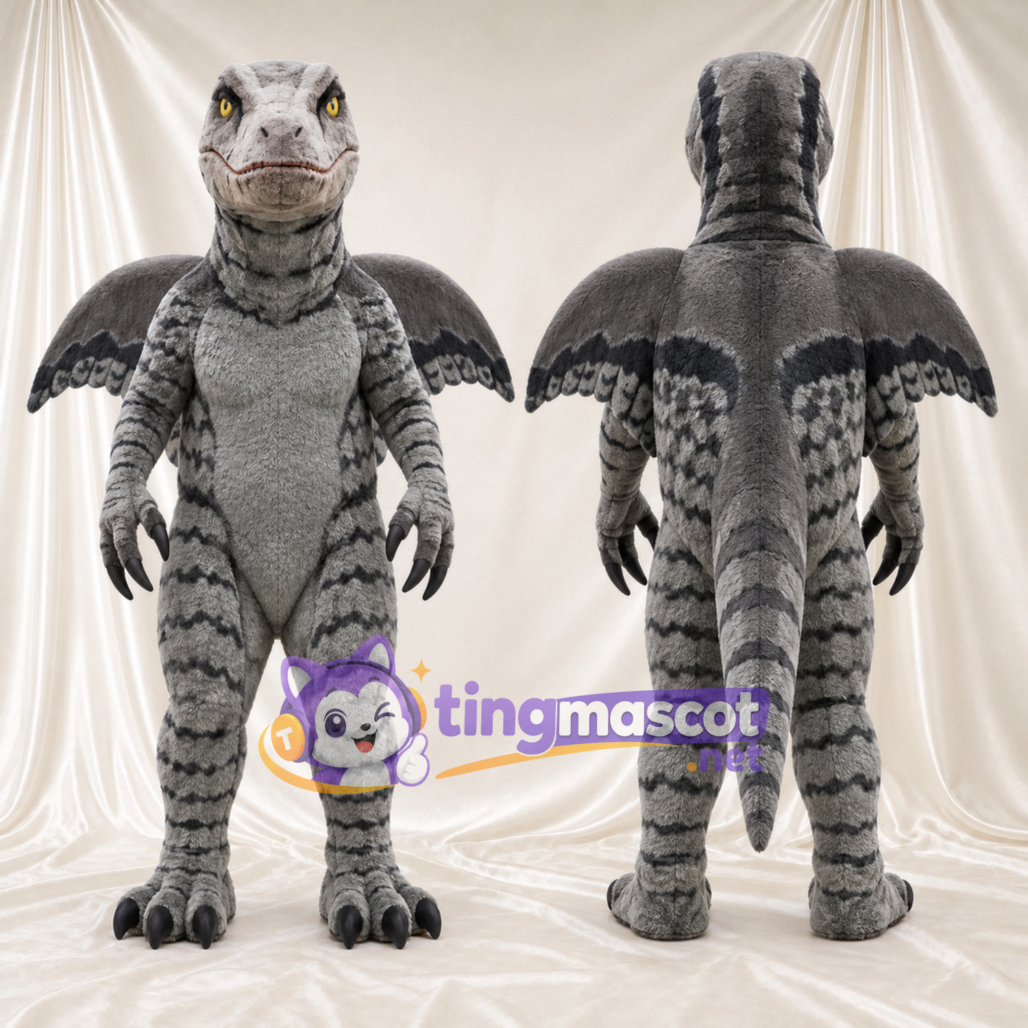 Maskottchenkostüm Drache – grau – Flügel Maskottchenkostüm Drache – grau – Flügel