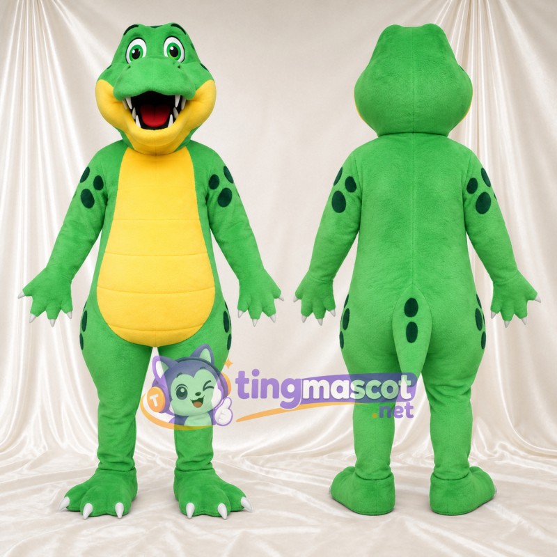 Costume de mascotte Dinosaure – vert – Ventre (jaune); Griffes (blanc)