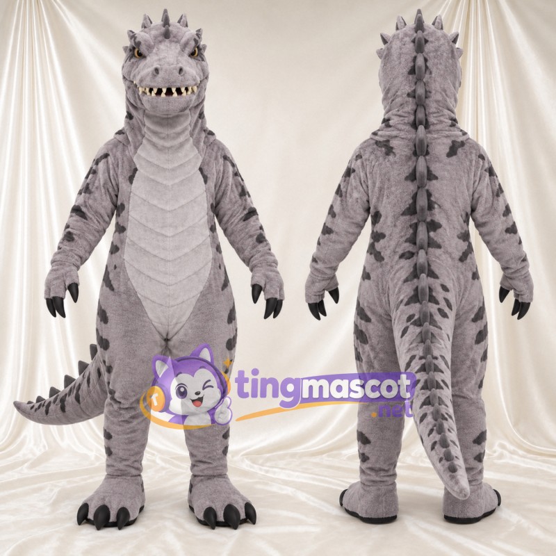 Costume de mascotte Dinosaure – gris – Épines