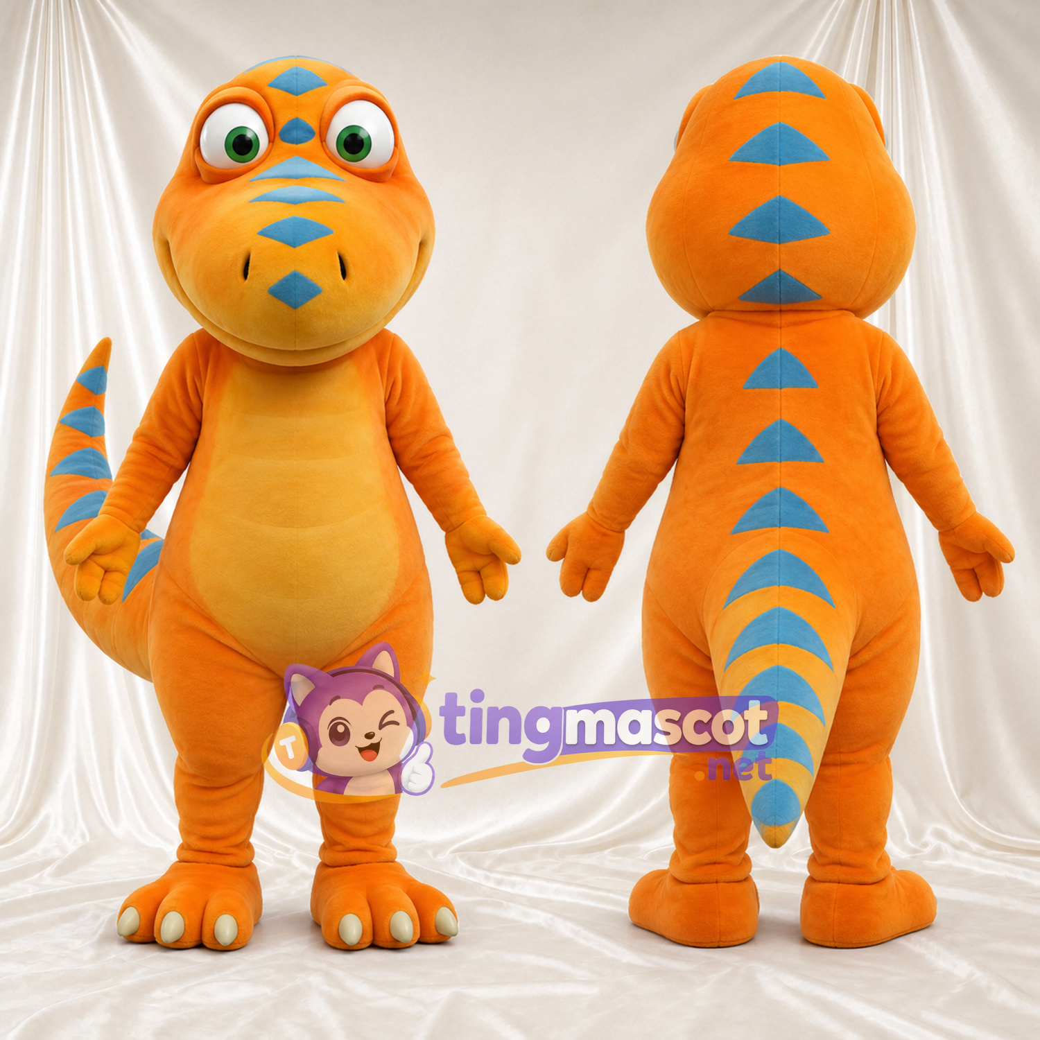 Costume de mascotte Dinosaure – orange – Épines Costume de mascotte Dinosaure – orange – Épines