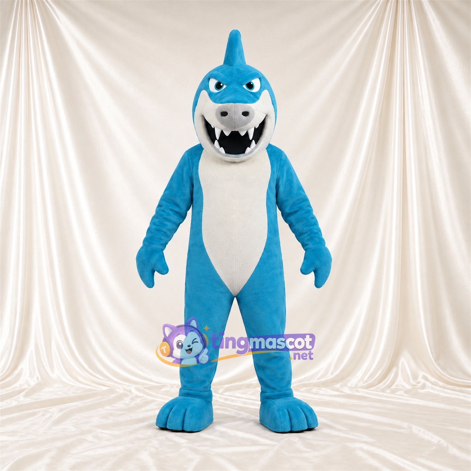 Costume de mascotte Requin – bleu – Ventre (blanc); Tête Costume de mascotte Requin – bleu – Ventre (blanc); Tête