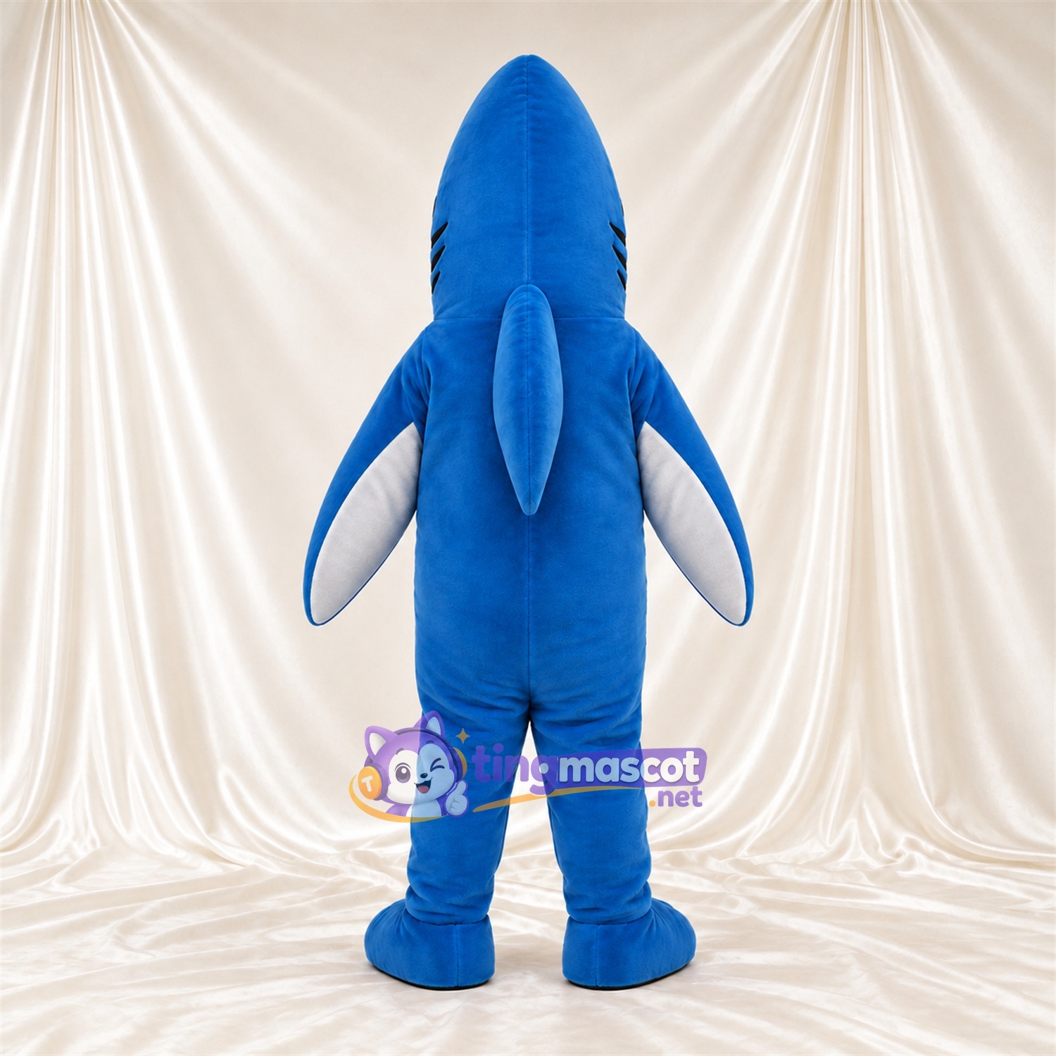 Costume de mascotte Requin – bleu – Ventre (blanc); Nageoires Costume de mascotte Requin – bleu – Ventre (blanc); Nageoires