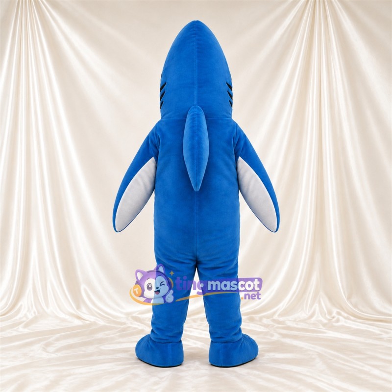 Costume de mascotte Requin – bleu – Ventre (blanc); Nageoires Costume de mascotte Requin – bleu – Ventre (blanc); Nageoires