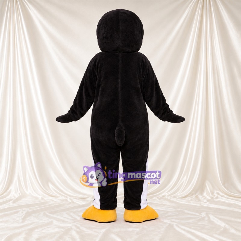 Costume de mascotte Pingouin – noir / blanc – Pieds (jaune); Langue (rose) Costume de mascotte Pingouin – noir / blanc – Pieds (jaune); Langue (rose)