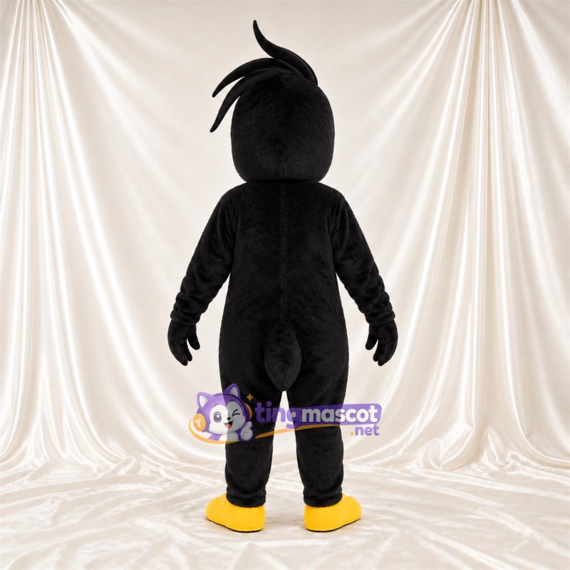 Black and White Penguin Mascot Costume - Blue Eyes and Head Tuft Black and White Penguin Mascot Costume - Blue Eyes and Head Tuft