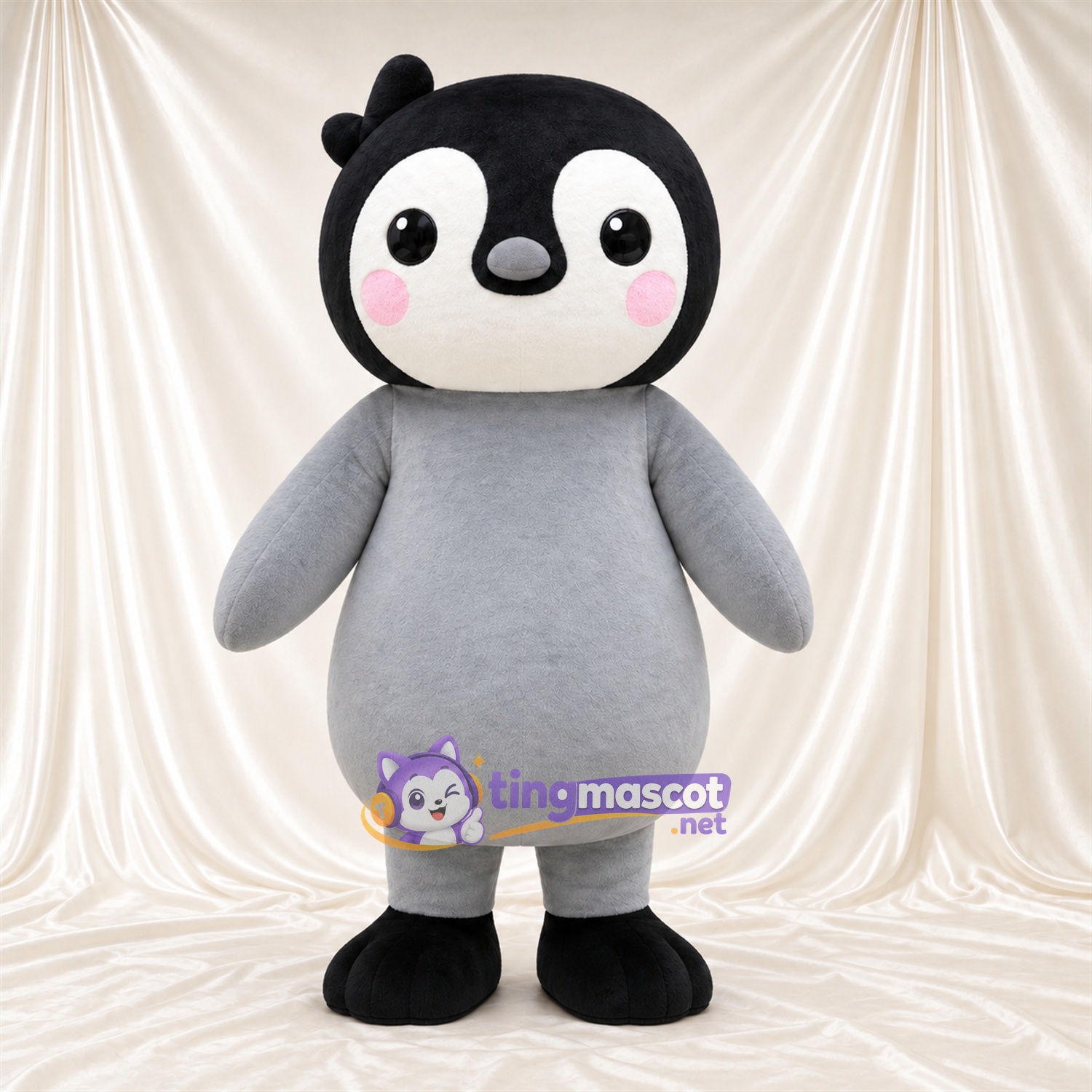 Costume de mascotte Pingouin – gris – Tête (noir) Costume de mascotte Pingouin – gris – Tête (noir)