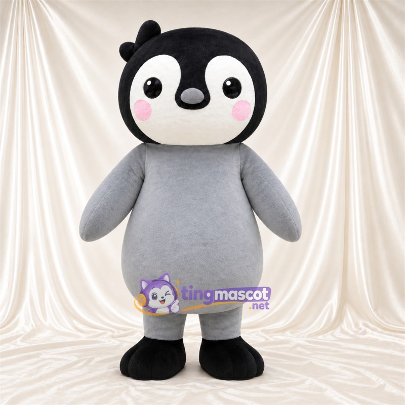 Costume de mascotte Pingouin – gris – Tête (noir) Costume de mascotte Pingouin – gris – Tête (noir)