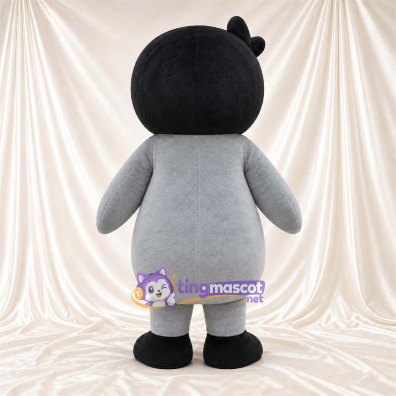 Costume de mascotte Pingouin – gris – Tête (noir) Costume de mascotte Pingouin – gris – Tête (noir)