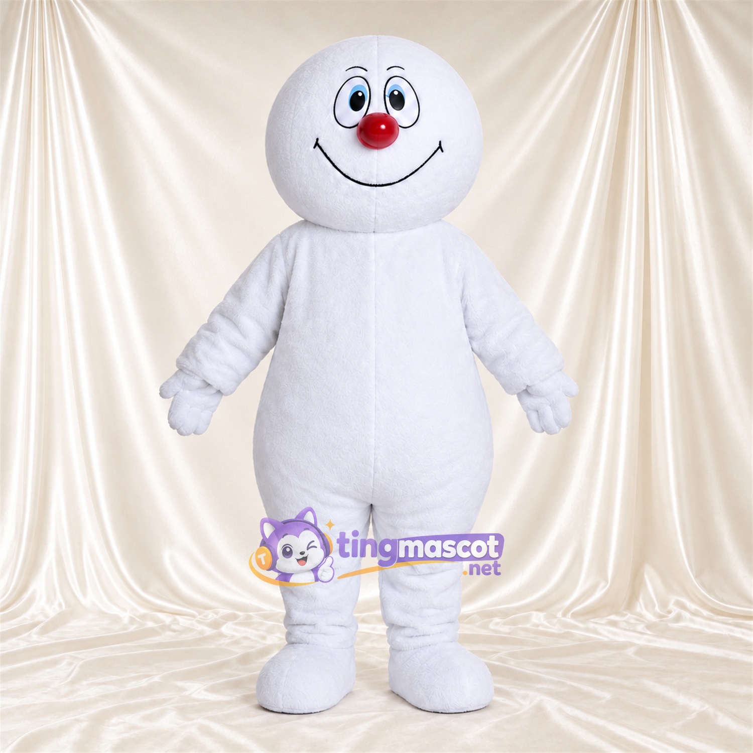 Costume de mascotte Bonhomme de neige – blanc – Nez (rouge) Costume de mascotte Bonhomme de neige – blanc – Nez (rouge)