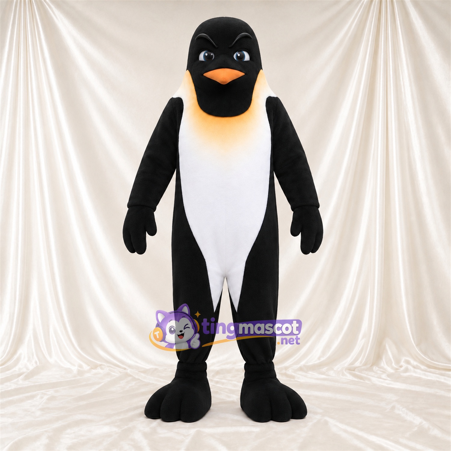 Black and White Penguin Mascot Costume - Black Feet and Yellow Neck Patch Black and White Penguin Mascot Costume - Black Feet and Yellow Neck Patch