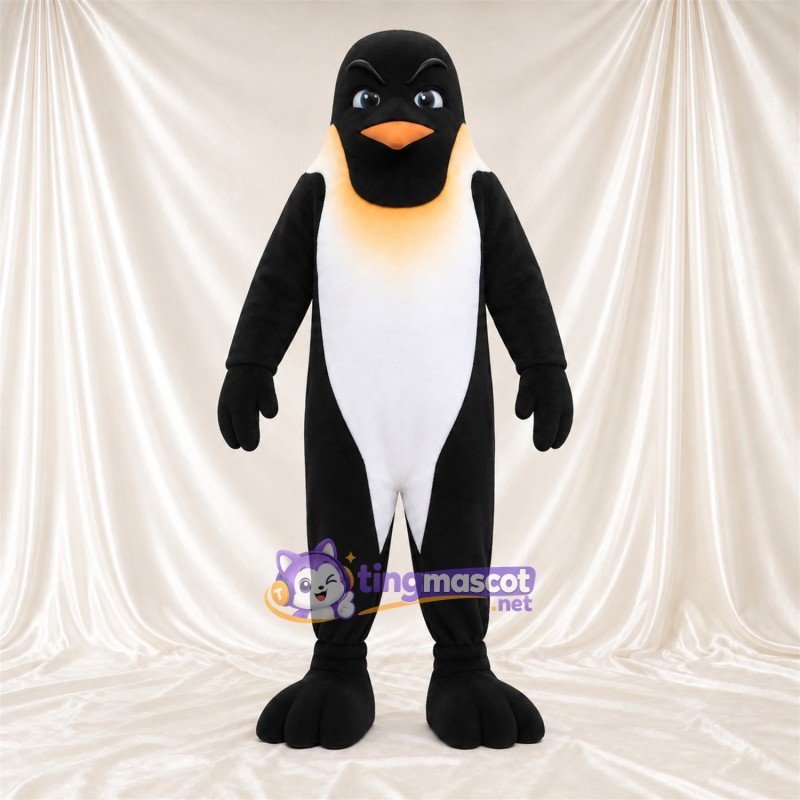 Black and White Penguin Mascot Costume - Black Feet and Yellow Neck Patch Black and White Penguin Mascot Costume - Black Feet and Yellow Neck Patch