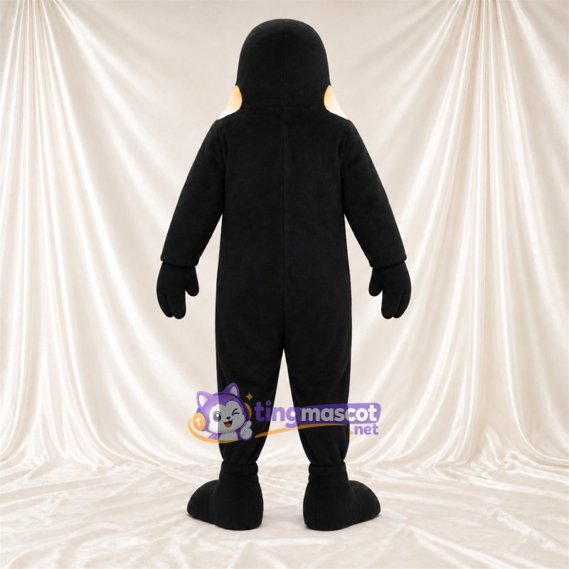 Black and White Penguin Mascot Costume - Black Feet and Yellow Neck Patch Black and White Penguin Mascot Costume - Black Feet and Yellow Neck Patch