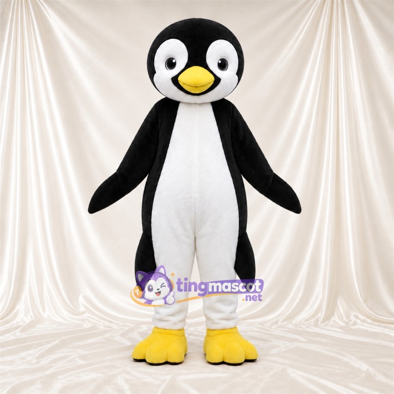 Costume de mascotte Pingouin – noir / blanc – Bas des jambes (blanc); Bec (jaune) Costume de mascotte Pingouin – noir / blanc – Bas des jambes (blanc); Bec (jaune)