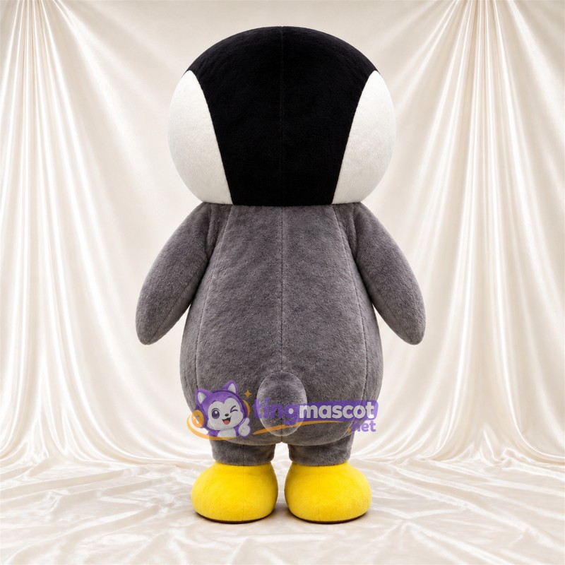 Costume de mascotte Pingouin – gris – Visage (blanc) Costume de mascotte Pingouin – gris – Visage (blanc)
