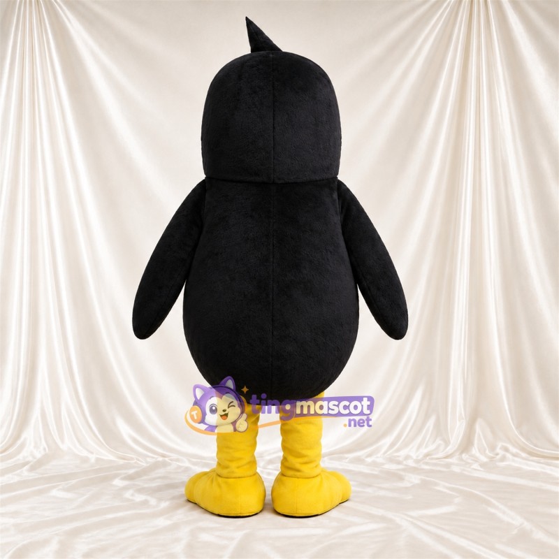 Black and White Penguin Mascot Costume - Head Tuft and Yellow Legs Black and White Penguin Mascot Costume - Head Tuft and Yellow Legs
