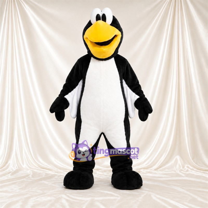 Black and White Penguin Mascot Costume - Black Feet and Yellow Beak Black and White Penguin Mascot Costume - Black Feet and Yellow Beak