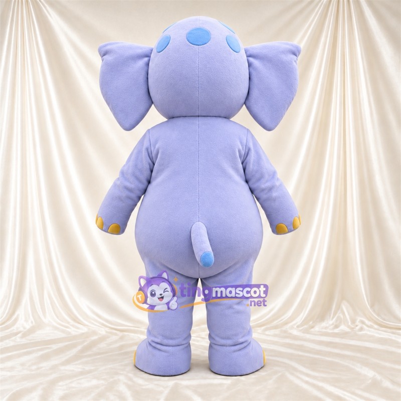 Costume de mascotte Éléphant – violet – Lunettes rondes; Orteils (jaune) Costume de mascotte Éléphant – violet – Lunettes rondes; Orteils (jaune)