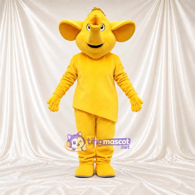 Yellow Elephant Mascot Costume - Pointed Body and Short Trunk Yellow Elephant Mascot Costume - Pointed Body and Short Trunk