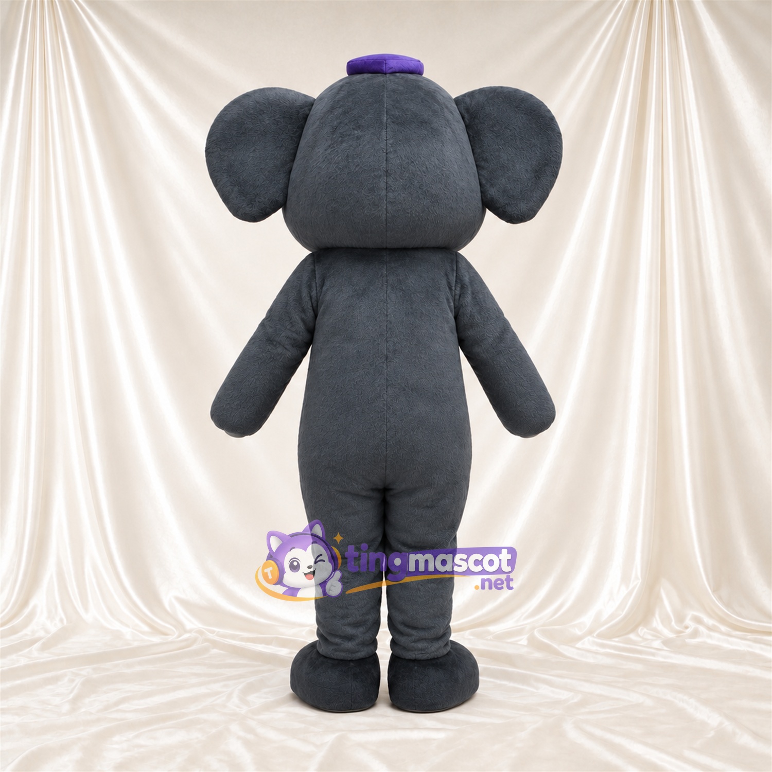Costume de mascotte Éléphant – gris – Casquette (violet) Costume de mascotte Éléphant – gris – Casquette (violet)