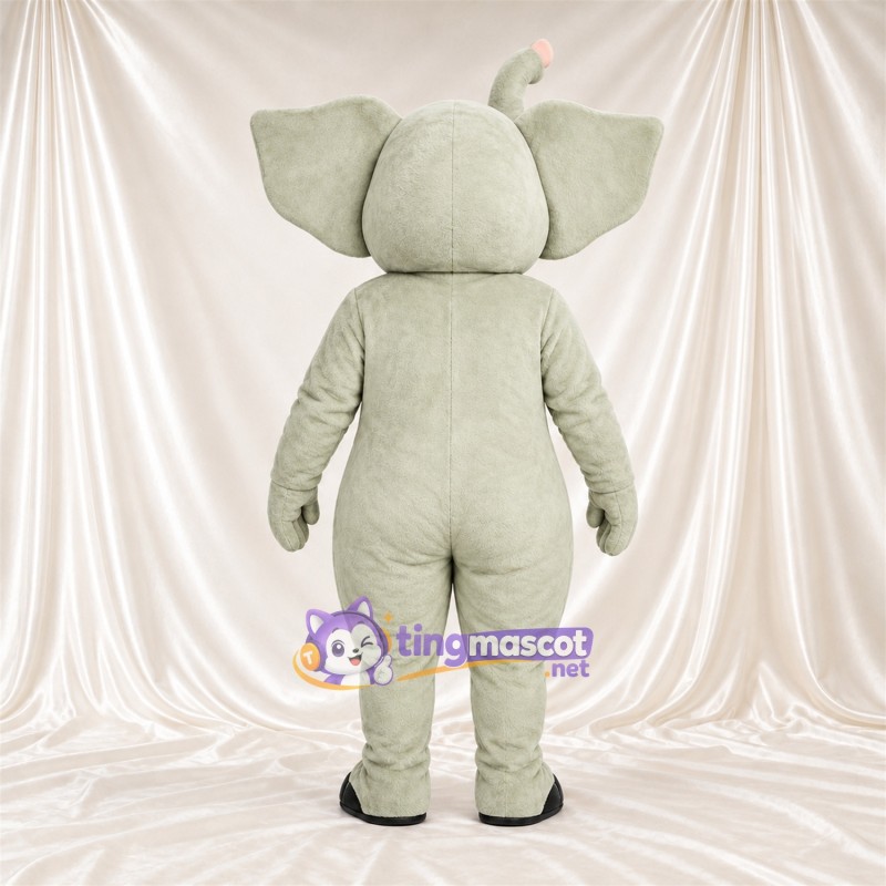 Costume de mascotte Éléphant – gris – Grandes incisives; Trompe relevée Costume de mascotte Éléphant – gris – Grandes incisives; Trompe relevée