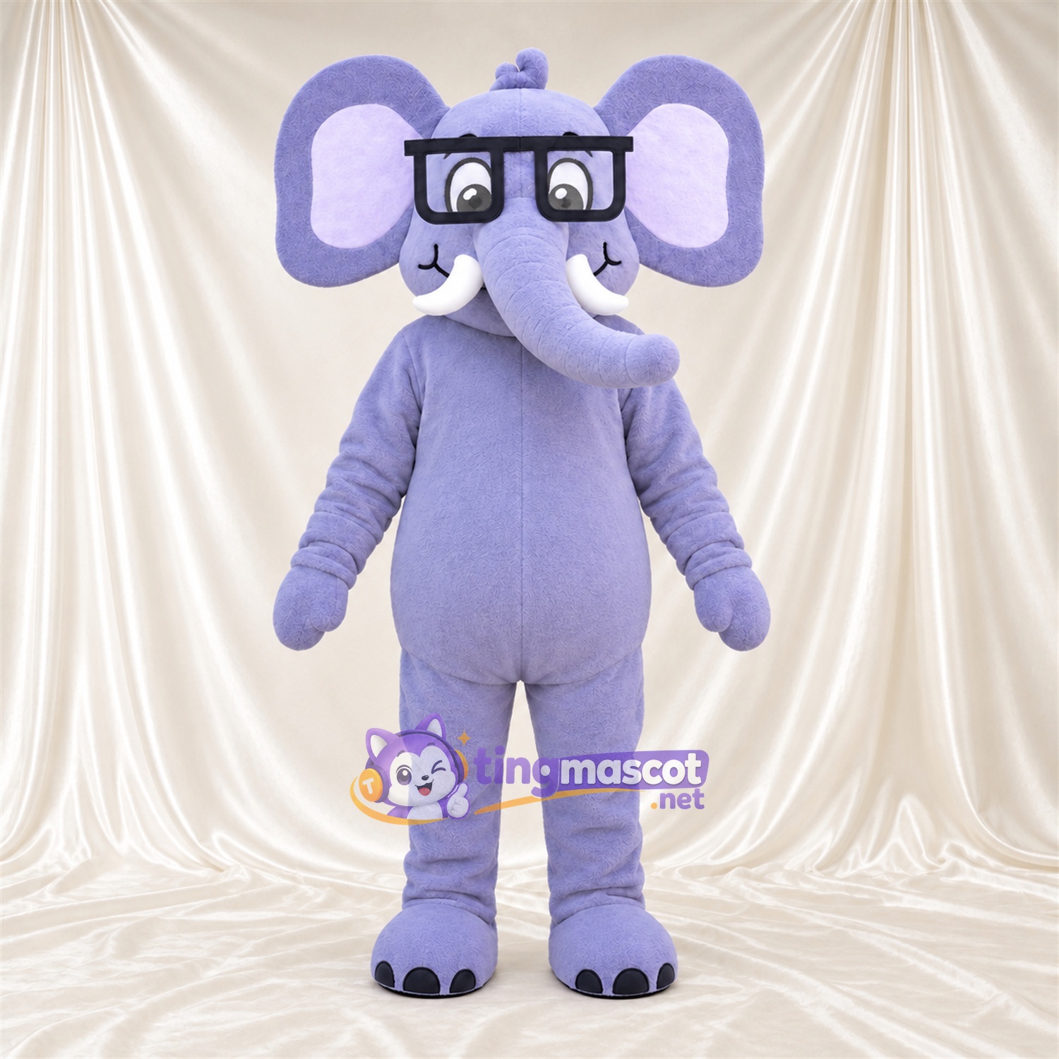 Costume de mascotte Éléphant – violet – Lunettes Costume de mascotte Éléphant – violet – Lunettes