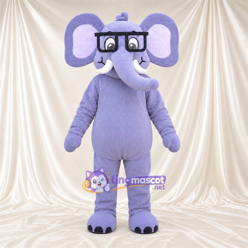 Maskottchenkostüm Elefant – violett – Brille Maskottchenkostüm Elefant – violett – Brille