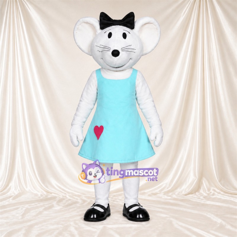 Costume de mascotte Souris – blanc – Robe (turquoise) Costume de mascotte Souris – blanc – Robe (turquoise)