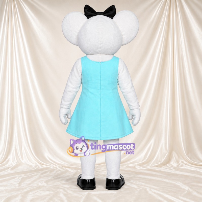 Costume de mascotte Souris – blanc – Robe (turquoise) Costume de mascotte Souris – blanc – Robe (turquoise)
