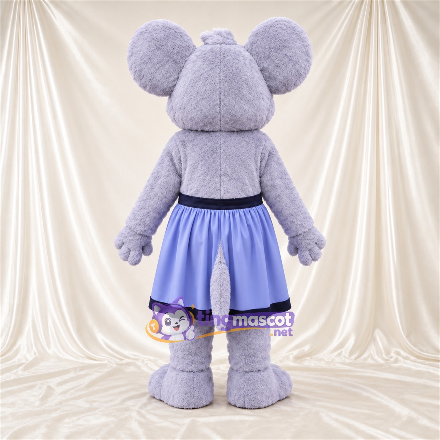 Costume de mascotte Souris – gris – Jupe (bleu) Costume de mascotte Souris – gris – Jupe (bleu)