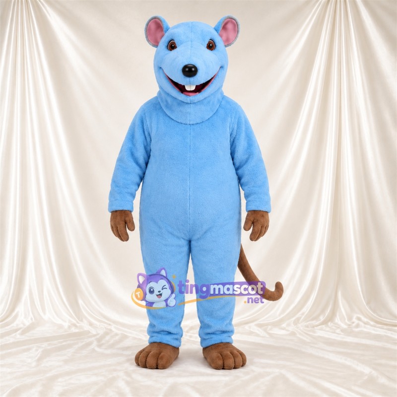 Blue Mouse Mascot Costume - Brown Tail and Brown Hands