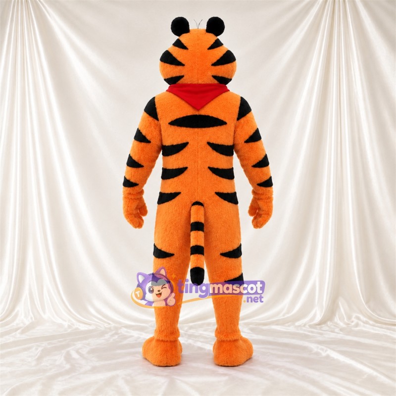 Costume de mascotte Tigre – orange – Bandana (rouge); Ventre (blanc) Costume de mascotte Tigre – orange – Bandana (rouge); Ventre (blanc)