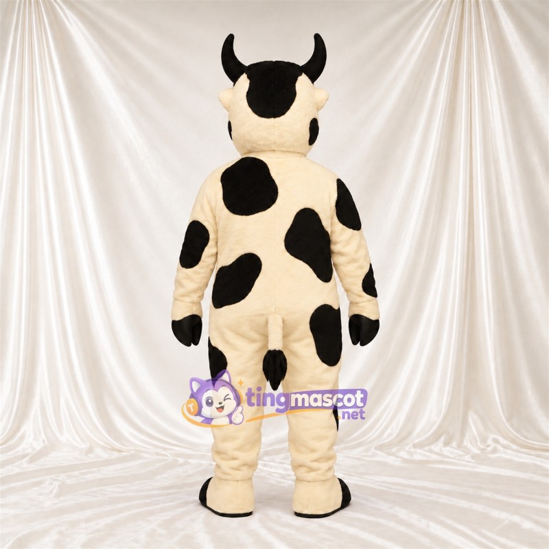 Black and White Cow Mascot Costume - Black Horns and Pink Muzzle Black and White Cow Mascot Costume - Black Horns and Pink Muzzle