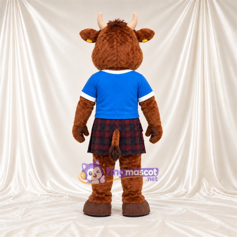 Costume de mascotte Vache – marron – Chemise (bleu) Costume de mascotte Vache – marron – Chemise (bleu)