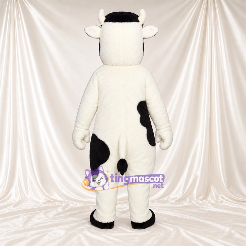 Black and White Cow Mascot Costume - Black Muzzle and Head Tuft Black and White Cow Mascot Costume - Black Muzzle and Head Tuft